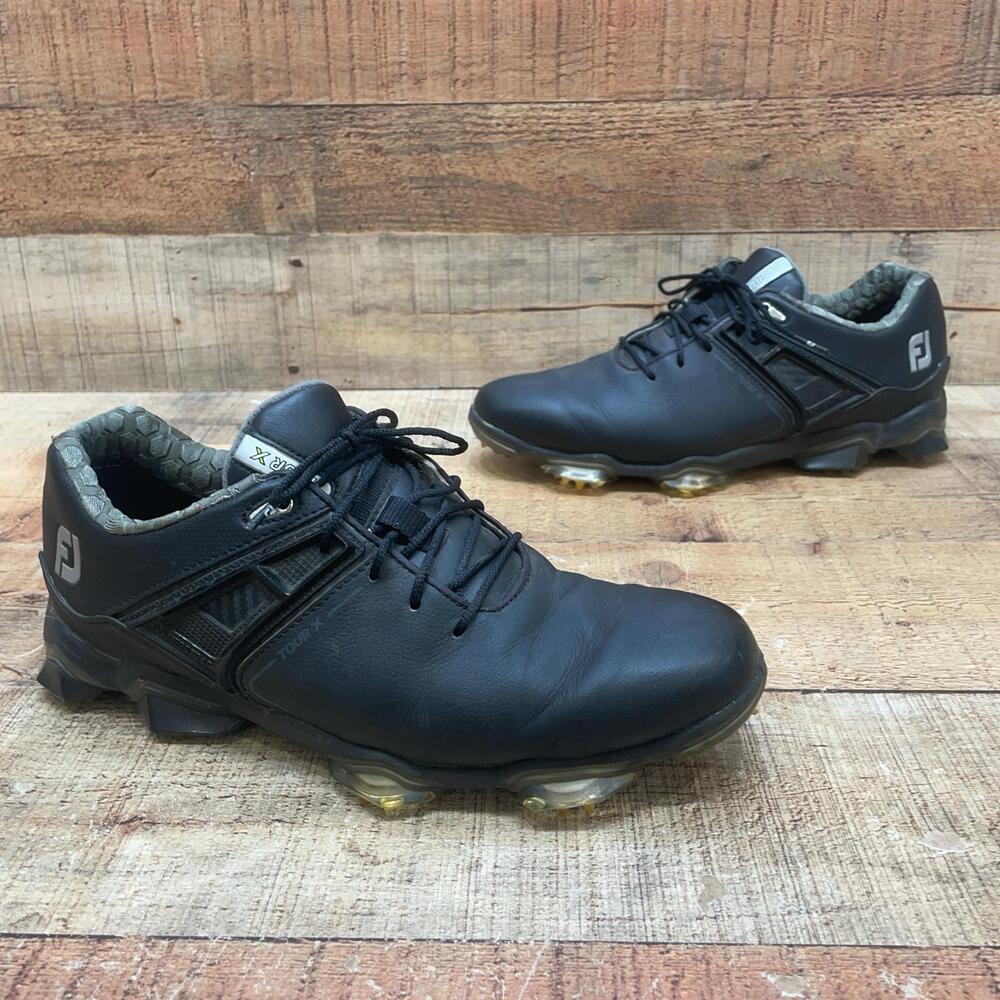 FootJoy Tour X Shoes Mens Size 9 N 42 Black Leather Spiked Golf Cleats 55405